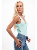 Turquoise bodysuit with ties 3554 - Online store - Boutique